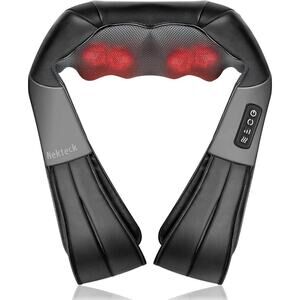 Nekteck Shiatsu Neck Back Massager Soothing Heat Deep Tissue 3D Kneading Pillow